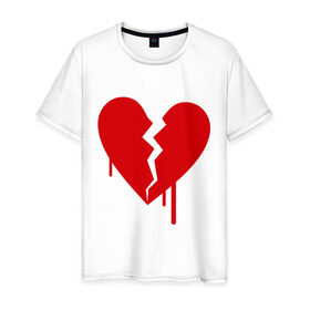 Мужская футболка хлопок с принтом Разбитое сердце (2) в Екатеринбурге, 100% хлопок | прямой крой, круглый вырез горловины, длина до линии бедер, слегка спущенное плечо. | любовь | отношения | разбитое | расставание | сердце | чувства