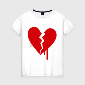 Женская футболка хлопок с принтом Разбитое сердце (2) в Екатеринбурге, 100% хлопок | прямой крой, круглый вырез горловины, длина до линии бедер, слегка спущенное плечо | любовь | отношения | разбитое | расставание | сердце | чувства