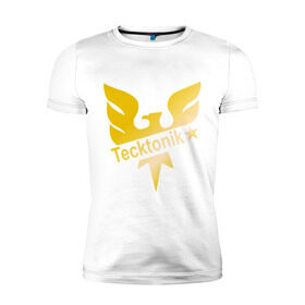 Мужская футболка премиум с принтом Tecktonik Gold в Екатеринбурге, 92% хлопок, 8% лайкра | приталенный силуэт, круглый вырез ворота, длина до линии бедра, короткий рукав | dance | tecktonick | tektonic | tektonik | клуб | танцевать | тектоник | тиктоник