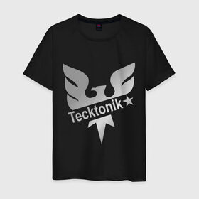Мужская футболка хлопок с принтом Tecktonik Silver в Екатеринбурге, 100% хлопок | прямой крой, круглый вырез горловины, длина до линии бедер, слегка спущенное плечо. | dance | tecktonick | tecktonik | tektonic | tektonik | клуб | танцевать | тектоник | тиктоник