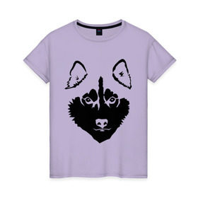 Женская футболка хлопок с принтом Siberian Husky в Екатеринбурге, 100% хлопок | прямой крой, круглый вырез горловины, длина до линии бедер, слегка спущенное плечо | siberian husky | портрет | сибирский хаски | собака