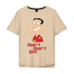 Мужская футболка хлопок Oversize с принтом Quagmire. Giggity Giggity Goo! в Екатеринбурге, 100% хлопок | свободный крой, круглый ворот, “спинка” длиннее передней части | quagmire | гриффиныgiggity