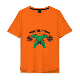 Мужская футболка хлопок Oversize с принтом Powerlifting (2) в Екатеринбурге, 100% хлопок | свободный крой, круглый ворот, “спинка” длиннее передней части | powerlifting