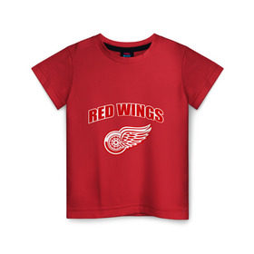 Детская футболка хлопок с принтом Detroit Red Wings (2) в Екатеринбурге, 100% хлопок | круглый вырез горловины, полуприлегающий силуэт, длина до линии бедер | detroit red wings | nhl | лига | национальная хоккейная лига | нхл