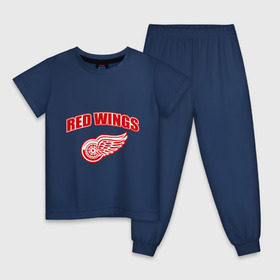 Детская пижама хлопок с принтом Detroit Red Wings (2) в Екатеринбурге, 100% хлопок |  брюки и футболка прямого кроя, без карманов, на брюках мягкая резинка на поясе и по низу штанин
 | detroit red wings | nhl | лига | национальная хоккейная лига | нхл