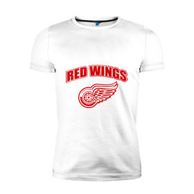 Мужская футболка премиум с принтом Detroit Red Wings (2) в Екатеринбурге, 92% хлопок, 8% лайкра | приталенный силуэт, круглый вырез ворота, длина до линии бедра, короткий рукав | detroit red wings | nhl | лига | национальная хоккейная лига | нхл