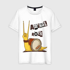 Мужская футболка хлопок с принтом Animal Rock - Животный рок в Екатеринбурге, 100% хлопок | прямой крой, круглый вырез горловины, длина до линии бедер, слегка спущенное плечо. | animal rock | живой рок | прикольные | рок | улитка