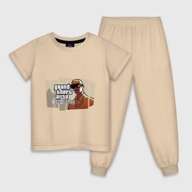 Детская пижама хлопок с принтом Grand Theft Auto San Andreas (6) в Екатеринбурге, 100% хлопок |  брюки и футболка прямого кроя, без карманов, на брюках мягкая резинка на поясе и по низу штанин
 | grand theft auto | gta | san andreas | гта | сан андрес