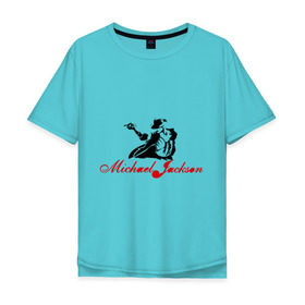 Мужская футболка хлопок Oversize с принтом Michael в Екатеринбурге, 100% хлопок | свободный крой, круглый ворот, “спинка” длиннее передней части | michael jackson | pop | майкл джексон | поп | силуэт
