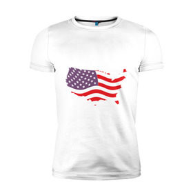 Мужская футболка премиум с принтом Флаг Америки в Екатеринбурге, 92% хлопок, 8% лайкра | приталенный силуэт, круглый вырез ворота, длина до линии бедра, короткий рукав | america | usa | америка | сша | флаг | штаты