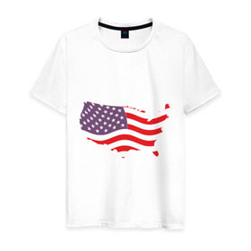 Мужская футболка хлопок с принтом Флаг Америки в Екатеринбурге, 100% хлопок | прямой крой, круглый вырез горловины, длина до линии бедер, слегка спущенное плечо. | america | usa | америка | сша | флаг | штаты