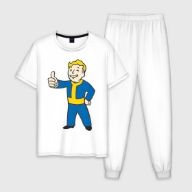 Мужская пижама хлопок с принтом Мальчик из Fallout в Екатеринбурге, 100% хлопок | брюки и футболка прямого кроя, без карманов, на брюках мягкая резинка на поясе и по низу штанин
 | fallout | мальчик | постапокалиптические | радиация