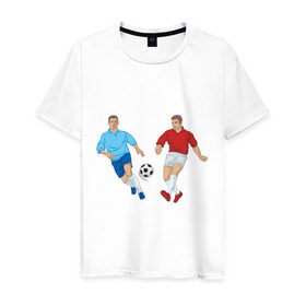 Мужская футболка хлопок с принтом Футбол в Екатеринбурге, 100% хлопок | прямой крой, круглый вырез горловины, длина до линии бедер, слегка спущенное плечо. | football | футбол | футболист | футбольный мяч