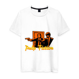 Мужская футболка хлопок с принтом Pulp Fiction в Екатеринбурге, 100% хлопок | прямой крой, круглый вырез горловины, длина до линии бедер, слегка спущенное плечо. | pulp fiction | криминальное чтиво