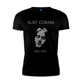 Мужская футболка премиум с принтом Kurt Cobain в Екатеринбурге, 92% хлопок, 8% лайкра | приталенный силуэт, круглый вырез ворота, длина до линии бедра, короткий рукав | kurt cobain | nirvana | кумиры | курт кобейн | легенды | нирвана | певцы | портреты