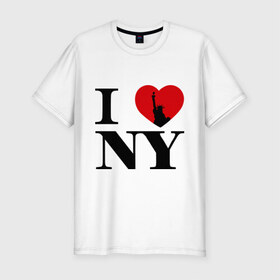 Мужская футболка премиум с принтом I Love NY (2) в Екатеринбурге, 92% хлопок, 8% лайкра | приталенный силуэт, круглый вырез ворота, длина до линии бедра, короткий рукав | i love | new york | америка | нью йорк | я люблю нью йорк