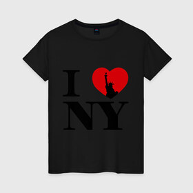 Женская футболка хлопок с принтом I Love NY (2) в Екатеринбурге, 100% хлопок | прямой крой, круглый вырез горловины, длина до линии бедер, слегка спущенное плечо | i love | new york | америка | нью йорк | я люблю нью йорк