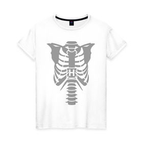 Женская футболка хлопок с принтом Доктор Хаус (скелет) в Екатеринбурге, 100% хлопок | прямой крой, круглый вырез горловины, длина до линии бедер, слегка спущенное плечо | скелет