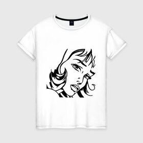 Женская футболка хлопок с принтом Красивая девушка в Екатеринбурге, 100% хлопок | прямой крой, круглый вырез горловины, длина до линии бедер, слегка спущенное плечо | 