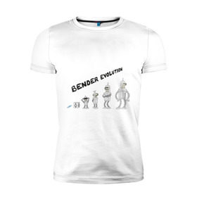 Мужская футболка премиум с принтом Bender evolution в Екатеринбурге, 92% хлопок, 8% лайкра | приталенный силуэт, круглый вырез ворота, длина до линии бедра, короткий рукав | bender | evolution | futurama | футурама | эволюция