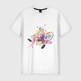 Мужская футболка премиум с принтом Крушение велосипедиста в Екатеринбурге, 92% хлопок, 8% лайкра | приталенный силуэт, круглый вырез ворота, длина до линии бедра, короткий рукав | велик | велик сломался | вело | велогонки | велосипед | велосипедист | крушение велосипедиста