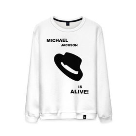Мужской свитшот хлопок с принтом Michael Jackson is Alive в Екатеринбурге, 100% хлопок |  | michael jackson | mj | pop | майкл джексон | поп