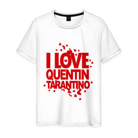 Мужская футболка хлопок с принтом I love Quentin Tarantino в Екатеринбурге, 100% хлопок | прямой крой, круглый вырез горловины, длина до линии бедер, слегка спущенное плечо. | кветин таранино | я люблю
