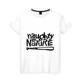 Женская футболка хлопок с принтом Naughty by nature в Екатеринбурге, 100% хлопок | прямой крой, круглый вырез горловины, длина до линии бедер, слегка спущенное плечо | хип хоп