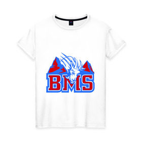 Женская футболка хлопок с принтом Blue Mountain State в Екатеринбурге, 100% хлопок | прямой крой, круглый вырез горловины, длина до линии бедер, слегка спущенное плечо | blue mountain state | bms