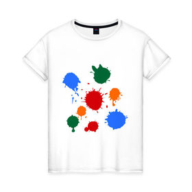 Женская футболка хлопок с принтом Краски в Екатеринбурге, 100% хлопок | прямой крой, круглый вырез горловины, длина до линии бедер, слегка спущенное плечо | colors | клякса | кляксы | краски | цвета