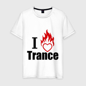 Мужская футболка хлопок с принтом I love Trance (3) в Екатеринбурге, 100% хлопок | прямой крой, круглый вырез горловины, длина до линии бедер, слегка спущенное плечо. | 