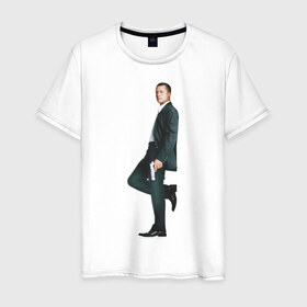 Мужская футболка хлопок с принтом Брэд Питт в Екатеринбурге, 100% хлопок | прямой крой, круглый вырез горловины, длина до линии бедер, слегка спущенное плечо. | brad pitt | брэд питт | мистер и миссис смит