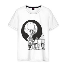 Мужская футболка хлопок с принтом Музыкант в Екатеринбурге, 100% хлопок | прямой крой, круглый вырез горловины, длина до линии бедер, слегка спущенное плечо. | музыкант | пианино | пиантист | фортепиано