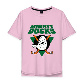 Мужская футболка хлопок Oversize с принтом Anaheim Mighty Ducks (2) в Екатеринбурге, 100% хлопок | свободный крой, круглый ворот, “спинка” длиннее передней части | Тематика изображения на принте: nhl | лига | национальная лига | нхл | хокей | хоккей | хоккейная лига