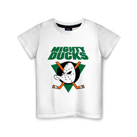 Детская футболка хлопок с принтом Anaheim Mighty Ducks (2) в Екатеринбурге, 100% хлопок | круглый вырез горловины, полуприлегающий силуэт, длина до линии бедер | nhl | лига | национальная лига | нхл | хокей | хоккей | хоккейная лига