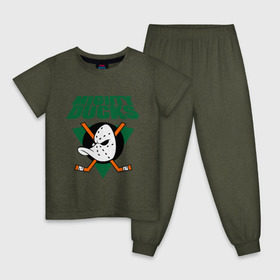 Детская пижама хлопок с принтом Anaheim Mighty Ducks (2) в Екатеринбурге, 100% хлопок |  брюки и футболка прямого кроя, без карманов, на брюках мягкая резинка на поясе и по низу штанин
 | nhl | лига | национальная лига | нхл | хокей | хоккей | хоккейная лига