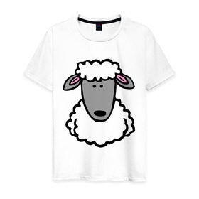 Мужская футболка хлопок с принтом Гламурная овца в Екатеринбурге, 100% хлопок | прямой крой, круглый вырез горловины, длина до линии бедер, слегка спущенное плечо. | баран | барашик | гламурная овца | овечка | овца