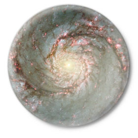 Значок с принтом Галактика в Екатеринбурге,  металл | круглая форма, металлическая застежка в виде булавки | бесконечность | вселенная | галактика | космос