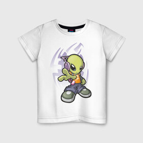 Детская футболка хлопок с принтом Инопланетянин (5) в Екатеринбурге, 100% хлопок | круглый вырез горловины, полуприлегающий силуэт, длина до линии бедер | Тематика изображения на принте: alien | гуманоид | инопланетянин | летающая тарелка | нло | пришельцы