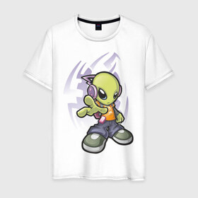 Мужская футболка хлопок с принтом Инопланетянин (5) в Екатеринбурге, 100% хлопок | прямой крой, круглый вырез горловины, длина до линии бедер, слегка спущенное плечо. | alien | гуманоид | инопланетянин | летающая тарелка | нло | пришельцы