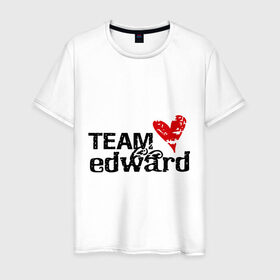 Мужская футболка хлопок с принтом Team edward в Екатеринбурге, 100% хлопок | прямой крой, круглый вырез горловины, длина до линии бедер, слегка спущенное плечо. | new moon | twilight | затмение | новолуние | сага | сумерки | эдвард