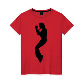 Женская футболка хлопок с принтом Поп-король Майкл Джексон в Екатеринбурге, 100% хлопок | прямой крой, круглый вырез горловины, длина до линии бедер, слегка спущенное плечо | michael jackson | короь | легенда | майкл джексон | поп