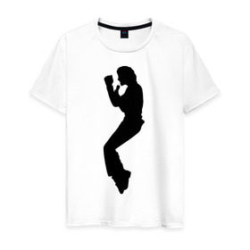 Мужская футболка хлопок с принтом Поп-король Майкл Джексон в Екатеринбурге, 100% хлопок | прямой крой, круглый вырез горловины, длина до линии бедер, слегка спущенное плечо. | Тематика изображения на принте: michael jackson | короь | легенда | майкл джексон | поп