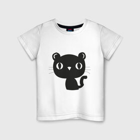 Детская футболка хлопок с принтом Милый котенок - мяу в Екатеринбурге, 100% хлопок | круглый вырез горловины, полуприлегающий силуэт, длина до линии бедер | киса | котенок | котята | кошечка | кошки | мяу