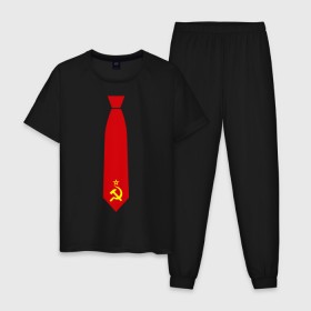 Мужская пижама хлопок с принтом Советский галстук в Екатеринбурге, 100% хлопок | брюки и футболка прямого кроя, без карманов, на брюках мягкая резинка на поясе и по низу штанин
 | серп и молот | советский галстук | советский галстукгалстук | советский союз | ссср