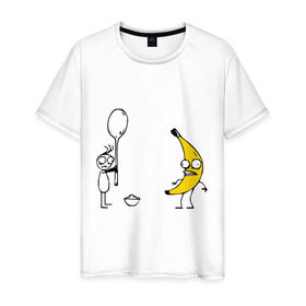 Мужская футболка хлопок с принтом I`m a Banana в Екатеринбурге, 100% хлопок | прямой крой, круглый вырез горловины, длина до линии бедер, слегка спущенное плечо. | Тематика изображения на принте: банан