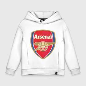 Детское худи Oversize хлопок с принтом FA Premier League. Arsenal FC. в Екатеринбурге, френч-терри — 70% хлопок, 30% полиэстер. Мягкий теплый начес внутри —100% хлопок | боковые карманы, эластичные манжеты и нижняя кромка, капюшон на магнитной кнопке | арсенал