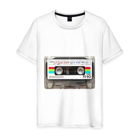 Мужская футболка хлопок с принтом Аудиокассета в Екатеринбурге, 100% хлопок | прямой крой, круглый вырез горловины, длина до линии бедер, слегка спущенное плечо. | 