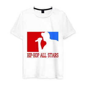 Мужская футболка хлопок с принтом Hip-hop all stars в Екатеринбурге, 100% хлопок | прямой крой, круглый вырез горловины, длина до линии бедер, слегка спущенное плечо. | хип хоп