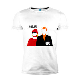 Мужская футболка премиум с принтом Pet Shop Boys (1) в Екатеринбурге, 92% хлопок, 8% лайкра | приталенный силуэт, круглый вырез ворота, длина до линии бедра, короткий рукав | pet shop boys | pet shop boys   back to mineboys | shop boys | музыка | пет шоп бойс
